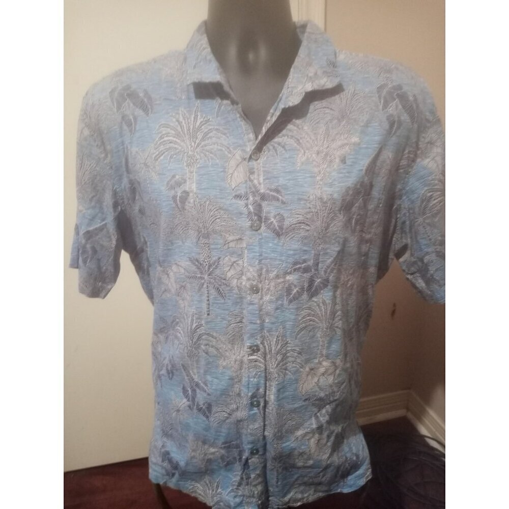 Tori Richard Shirt Men XL Blue Floral Hawaiian Print Button Up Casual Vacation